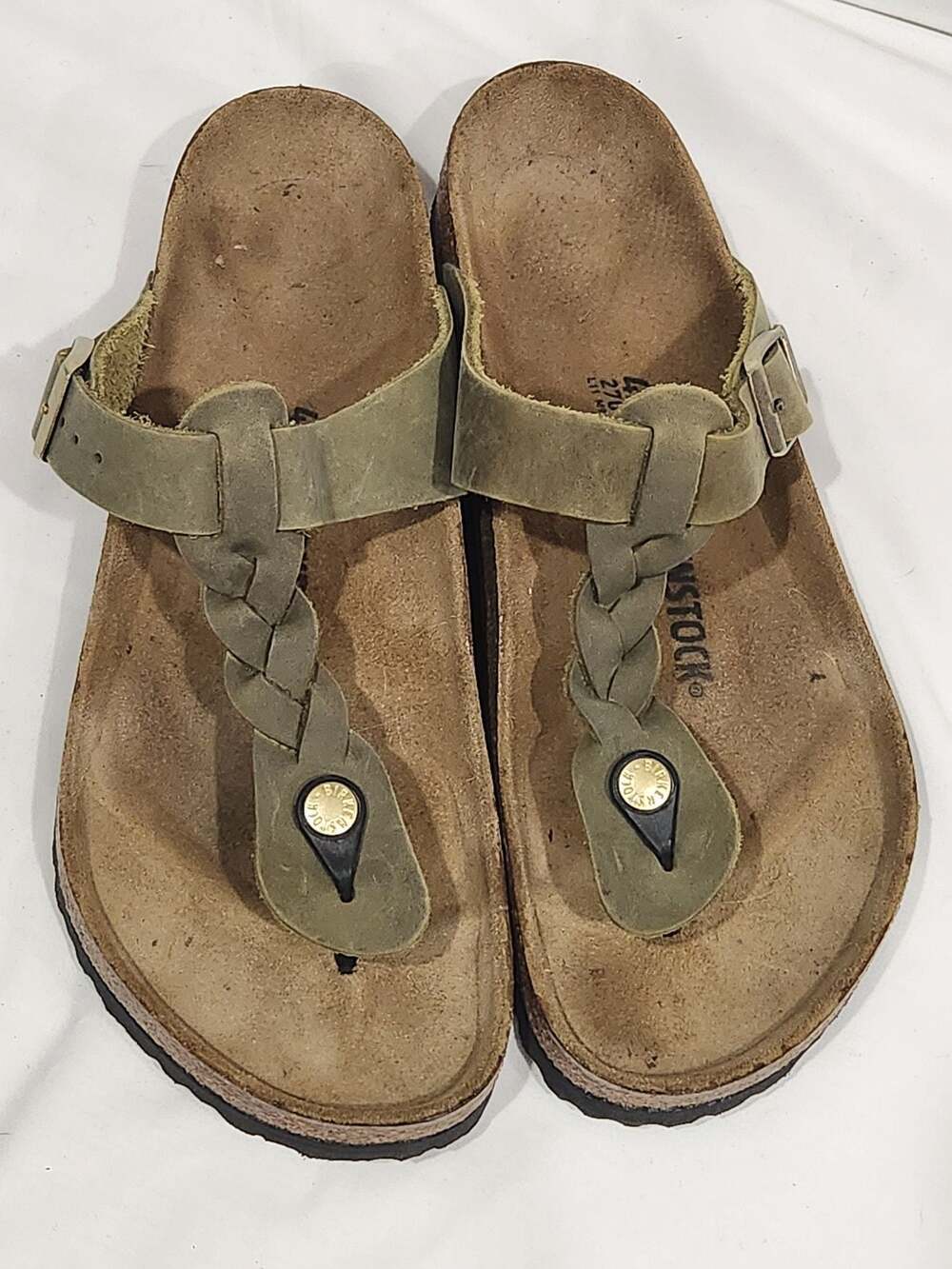 Birkenstock Gizeh Braided Olive Oiled Leather Sandals
